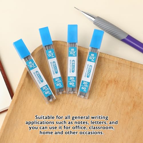 BAZIC PRODUCTS 0.7mm HB Pencil Lead Refills, 8 Tubes x 20, 24-Box | 0.7 mm HB lead, 160 pieces in 8 tubes, Break-resistant, fits standard 0.7 mm pencils, school, office, N Pieces (total) - size: 1 Count (Pack of 24)