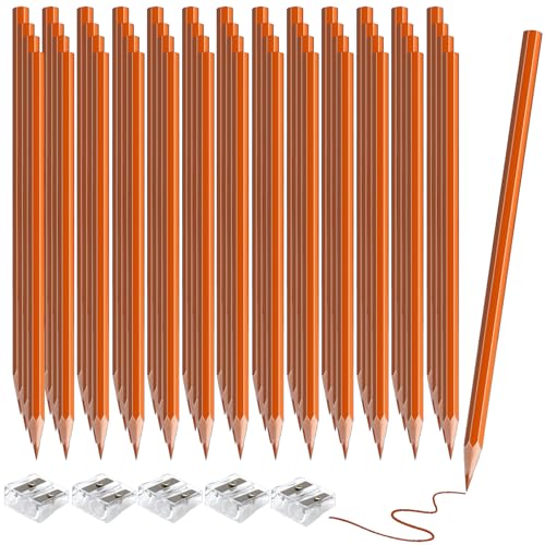 60 Pack Bulk Orange Colored Pencils for Kids, Pre-sharpened Art Pencils Back to School Supplies Set, Drawing Sketching Pencils for Students, Teachers, Classroom - color: Orange