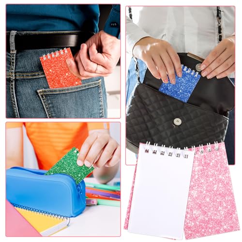 24 Pcs Mini Notebook Party Favor Small Pocket Notebook Colorful Shiny Cover Notebooks Small Spiral Notepad Memo Note Pads for Work Home Office School Classroom Supplies