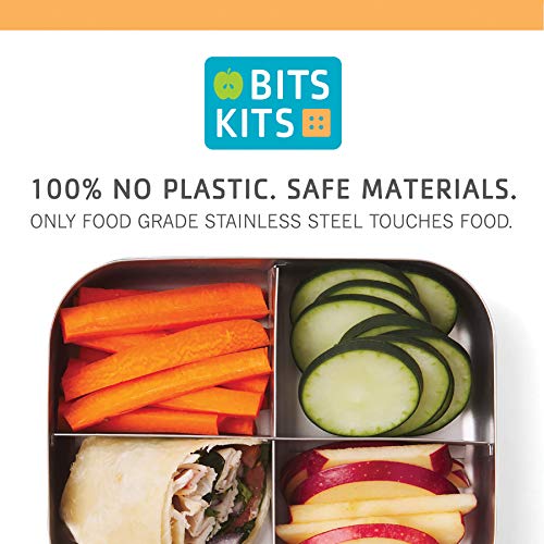 Bits Kits Stainless Steel Bento Box Lunch and Snack Container, 5 Sections | For Kids & Adults | Easily Fits In Lunchboxes | Durable Stainless Steel | Dishwasher Safe | Divides Meal & Snacks | On The Go - style: Lunch Box, 5 Sections