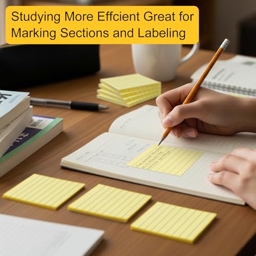 48 Pack Lined Sticky Notes 3x3 in, Yellow Self Sticky Notes with Lines, Post Stickies Sticky Memo Note Pads for School and Office Supplies, Yellow - color: Yellow