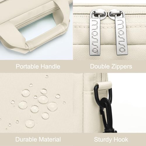 MOSISO Laptop Shoulder Bag 15.6 inch, 15-15.6 inch Computer Bag | Compatible with MacBook Pro 16 inch, HP, Dell, Lenovo with 2 Raised&1 Flapover&1 Horizontal Pocket&Handle&Belt, Sand - color: Sand, size: 16 inch