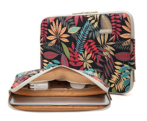 KAYOND Canvas Water-Resistant for 15-15.6 Inch Laptop Sleeve Case Bag (15-15.6 Inches, Forest Series Black) - color: Forest series Black, size: 15-15.6 Inches