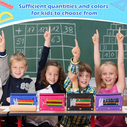 Zhehao 100 Pcs Zipper Binder Pencil Pouches:3 Ring Binder Pencil Pouches with Zipper Window Bulk Clear Pen Bags Case for Office School Classroom Supplies(Single Layer,8 Colors) - color: Delicate Color, style: Single Layer