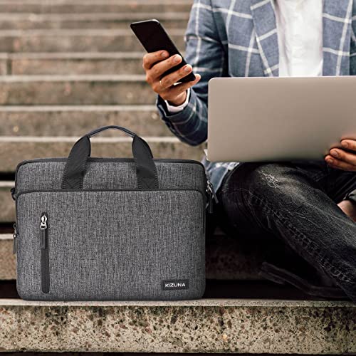 KIZUNA Laptop Bag Case 15.6 Inch Computer Shoulder Messenger Sleeve Briefcase For 16" MacBook Pro M1 M2 Max/MacBook Air 15 M2/16 Lenovo IdeaPad Flex 5i/Thinkbook 16+ /Dell XPS 15, Grey - color: Grey, size: 15-15.6 Inch