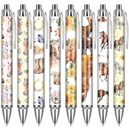 Horse Ballpoint Pens Supplies - 24 Pcs Retractable Office Gifts Supplies Horses Black Ink Pen Smooth Fine Point Cartoon Writing Stylus for Journaling School Work Nursing Medical Graduation - style: Horse