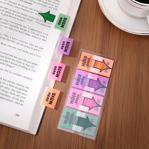 600 Pcs/6 Pack Sign Here Tabs, Colorful Adhesive Sign Here Flags Stickers, Arrow Labels Sign Here Stickers for Annotating Books, Arrow Sticky Notes for School Office Home Documents Notebooks Supplies - style: style1