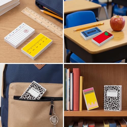 Eaasty 36 Pcs Back to School Erasers Bulk, Pencil Crayon Ruler Apple Book Erasers, Teacher Welcome Gifts for Students, Classroom Prizes Rewards, First Day of School Supplies