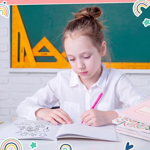 Gueevin 6 Pack Rainbow Primary Composition Notebook with Picture Space Bulk for Grades K-2 110 Page 8.5 X11'' Half Primary Journal K-2 Drawing Story for Back to School First Day of School - style: Rainbow