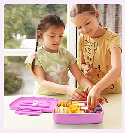 Bento Lunch Box with Kids/Adults, 5 Compartments Leakproof Lunch Container with Dressing Cup, Eco-Friendly Double Insulated Boxes, Dishwasher and Microwave Safe, BPA-Free (purple) - color: Purple
