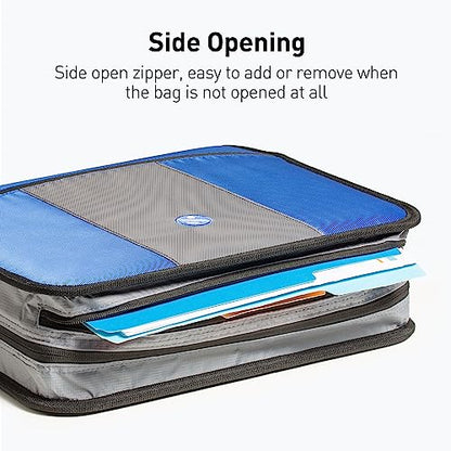 3-Inch Zipper Binder, 3 Rings Binder with Expanding File and Shoulder Strap, Blue - color: Blove