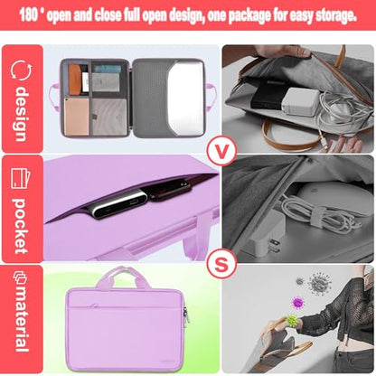 Hseok Laptop Case 13.3-14 Inch Sleeve,TSA Shockproof Computer Handbag,Compatible with MacBook Neo/Pro 14 M5/M4/M3/M2/M1,All Models 13.3" MacBook Air/Pro,XPS 13/14,Most 13-14 Notebooks,Purple - color: Purple