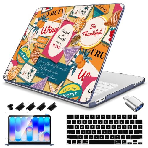 Teryeefi Case for MacBook Neo 13 Inch 2026 (Model A3404) Printing Hard Shell Cover with Screen Protector &Keyboard Cover & USB-C Adapters - Colourful Retro Summer Beach - color: Colourful Retro Summer Beach