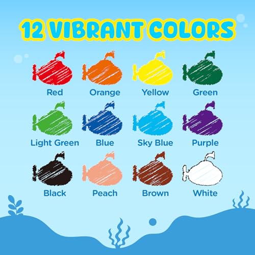 Pagather Silky Twistable Crayons, 12 Colors Washable Crayons for Toddlers 1-3 and Kids Age 2-8, Smooth Coloring DIY Stackable Gift for Classroom, Art, Crafts and Creative Projects