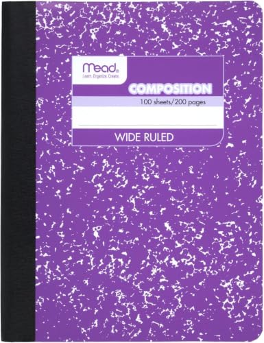Mead Composition Notebook, Wide Ruled Paper, 7-1/2" x 9-3/4", 100 Sheets, Purple Marble (09918BA7) (Pack of 12) - color: Purple Marble, size: 12 Pack