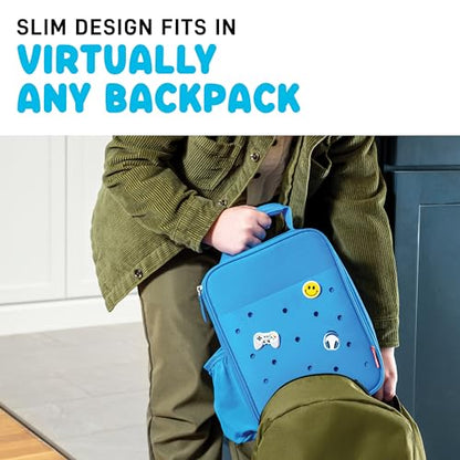 Fit & Fresh Lunch Box For Kids, Boys & Girls, School, Camp, Insulated Bag With Shoe Charm Slots For Personalization, Ocean Blue - color: Ocean Blue