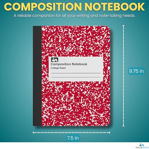 1InTheOffice Composition Notebooks College Ruled, Composition Book, College Ruled Composition Notebook, Assorted Colors 9.75 x 7.5, 4 Pack
