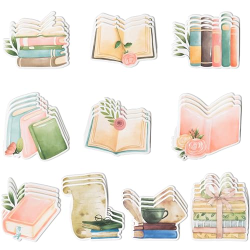Xqumoi 30 Pack Book Lover Sticky Notes - Book Club Self Sticky Notepads Cute Writing Memo Pads for Back to School Office Supplies Teacher Appreciation Librarian Bookish Gift Birthday Party Favors - style: Book Lover
