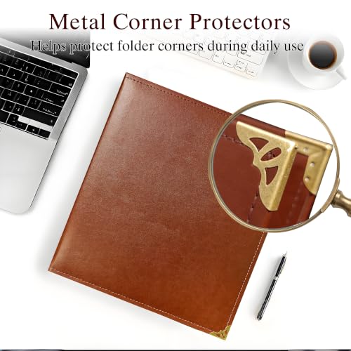 Large 2 Inch D-Ring 3 Ring Binder, Faux Leather, Coffee | Faux leather inside and out; large cover fits 8.5 x 11 paper, sheet protectors, dividers, certificates, and files. - color: Coffee, size: 2 Inch