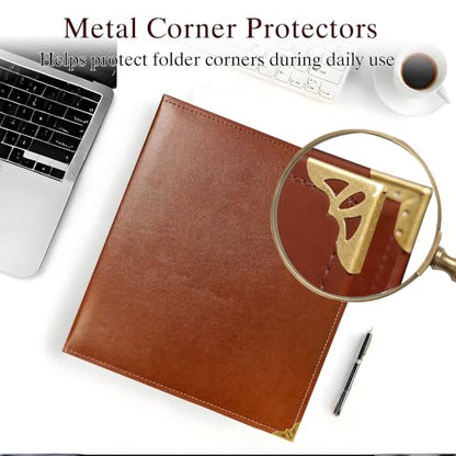 Large 2 Inch D-Ring 3 Ring Binder, Faux Leather, Coffee | Faux leather inside and out; large cover fits 8.5 x 11 paper, sheet protectors, dividers, certificates, and files. - color: Coffee, size: 2 Inch