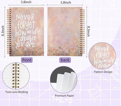 Pink Inspirational Spiral Notebook Journal, Never Forget How Wildly Capable You Are Motivational Quote Notebook, Positive Affirmation Journal for Women, 5.5x8.3 Inch - color: Inspirational Notebook 07