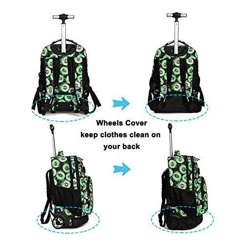 Tilami Rolling Backpack 18 inch Wheeled Laptop Backpack School College Student Travel Trip Boys and Girls (Kiwi) - color: Kiwi