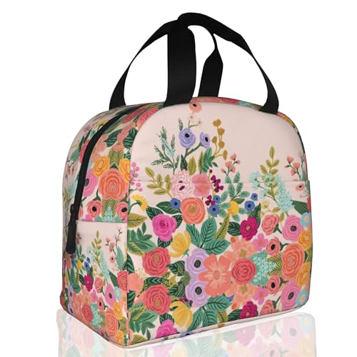 Pink Flower Floral Blossom Lunch Box,Insulated Lunch Bag for Girls Boys,Reusable Lunch Box for Kids Adults School Student Work Picnic Travel - color: Pink Flower Floral Blossom