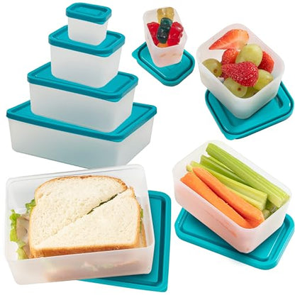 Reusable Lunch Containers - Set of 4 Microwave Safe, Meal Prep Stackable Nesting Containers, Pack Food, Snacks & Sauces in Leak Proof Compartments w/Lids, Easy to Clean, Fits in Bags & Bento Boxes