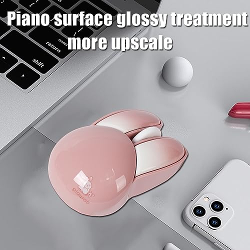Wireless Mouse, Cute Bunny Bluetooth Dual-modes, Pink, Unisex - color: Pink