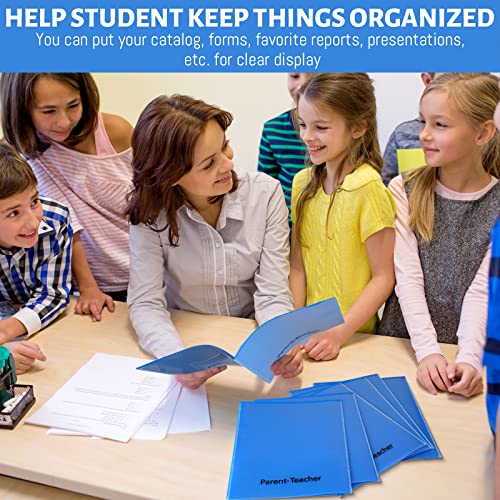 PerKoop 72 Pcs Take Home Folders Bulk Parent Teacher Communication Folder with 2 Pockets Plastic Homework Folder for Student Parent Teacher Classroom Back to School Supplies 11.73 x 9.45'' (Blue) - color: Blue