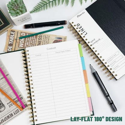 Hardcover Spiral Notebook with removable dividers 300 page,5 Subject Notebook 8"x10" B5 College Ruled Notebooks for School Note taking，Lined Journal for Women (Green) - color: GREEN