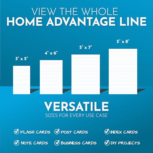 Home Advantage Vertically Ruled White Mini Index Cards, Note Cards (3x5)
