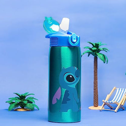 Zak Designs Disney Lilo and Stitch Water Bottle for Travel and At Home, 19 oz Vacuum Insulated Stainless Steel with Locking Spout Cover, Built-In Carrying Loop, Leak-Proof Design (Stitch) - color: Lilo And Stitch