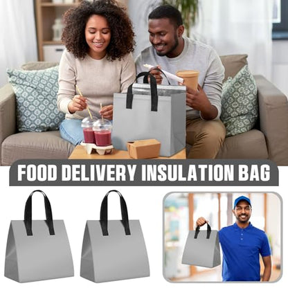 Kacctyen 50 Pcs Insulated Take Away Bags Bulk Thermal Insulation Food for Coffee Milk Tea Pizza Hot Cold Food Delivery Cooler Bag for Catering Restaurant Grocery Picnic, 9.5" x 9.5" x 6"(Grey) - color: Grey