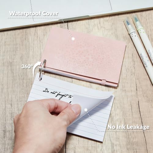 NEEWAY Ruled Index Cards with Ring 3x5 Inches, 200 Count Note Cards Lined, Flash Cards with Rings for Studying, Home and Office (Light Pink) - color: Light Pink
