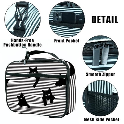 Cute Cat Striped Black White Lunch Box Insulated Reusable Lunch Bag Tote Cooler for Women Men Boy Girl School Work Office Picnic - color: Cat Black And White Striped