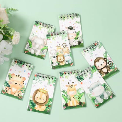 8 Pcs Jungle Animal Mini Spiral Notebooks 3.9 x2.4 Inch, Cute Safari Animal Design Coil Notepads Spiral Pocket Notebooks, Small Portable Journal Memo Pads for Birthday Party Favors Stationery Gifts - color: Jungle Animal