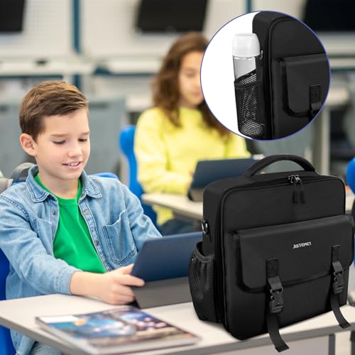 3 Ring Zipper Binder Bag for 700+ Sheets Capacity Detachable Backpack Straps & Shoulder 14 Inch Laptop for and Office（Black - color: Dark Black