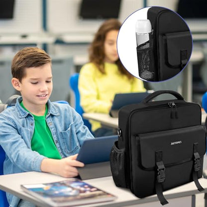 3 Ring Zipper Binder Bag for 700+ Sheets Capacity Detachable Backpack Straps & Shoulder 14 Inch Laptop for and Office（Black - color: Dark Black