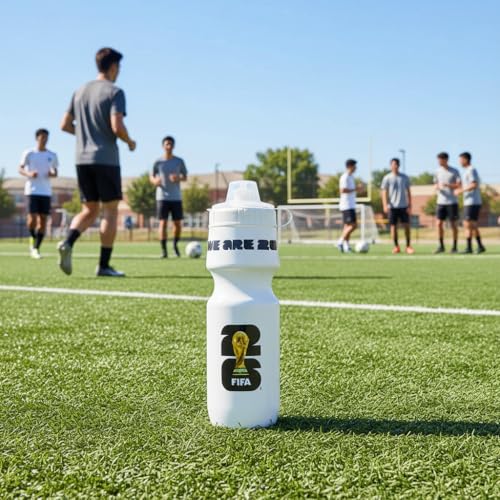 Official FIFA World Cup 2026 Edition 24oz Refillable Squeeze Water Bottle | BPA-Free, Reusable, Pull-Top Cap, Designed for Everyday Use - color: White