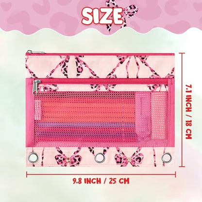 WAWSAM Bow Pencil Pouch for 3 Ring Binder, Binder Pencil Pouches with Zipper, Pencil Case with Clear Window, Cosmetic Bags for Office Supplies - color: Bow-knot