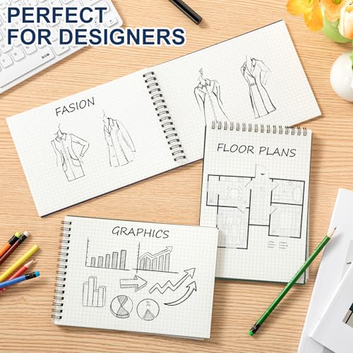 Engrowtic 6 Pack Graph Paper Spiral Notepad A5 Top Wirebound Notepad Grid Notebook Steno Pad Memo Notebook Grid Paper 140 Pages for Writing Sketching Drawing Office Supply (Dark Color) - color: Dark Color