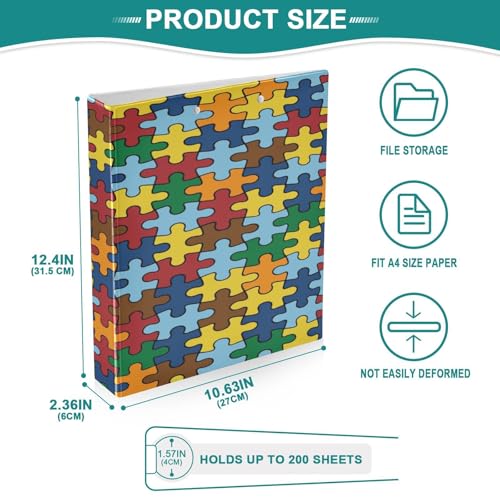 Autism Awareness 3-Ring Binder,1.5 Inch D-Ring Organizer Folder Clipboard Binder for Work Office School - color: Coloe7