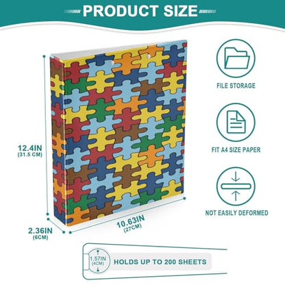 Autism Awareness 3-Ring Binder,1.5 Inch D-Ring Organizer Folder Clipboard Binder for Work Office School - color: Coloe7