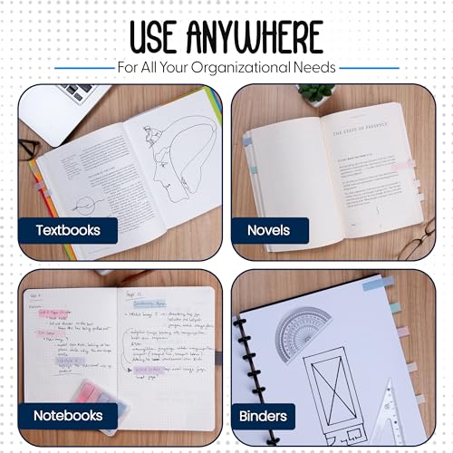 Essex Wares - 300 Pieces - Transparent Sticky Notes Tabs with Case - 5 Light Pastel Colors - 3 Cases - 1.8" x 0.4" - 60 Pieces - Pop Up Index Tabs - Book Flags for Annotating - Book Sticky Tabs - color: Light Pastel Colors