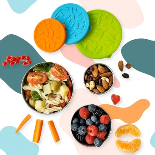 TAVVA Stainless Steel Lunch Containers [12oz/ 7oz/ 3oz] - BPA-Free Metal Lunchbox with Leakproof Silicone Lids - Lunch Box - Small Snack Food Containers with Lids - Dishwasher Safe - color: Lagoon