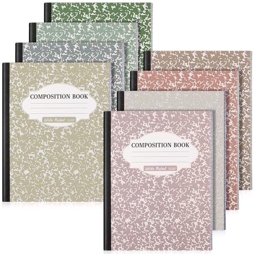 Colarr 8 Pack Composition Notebook 9.75 x 7.5 Inch Wide Ruled Marble Paper Composition Books Assorted Fun Colors Office School Notebook, Hard Cover, Sturdy Sewn Binding (Multi Color) - color: Multi Color