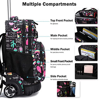 Tilami Rolling Backpack 19 inch with Lunch Bag Wheeled Laptop Backpack, Ins - color: Ins