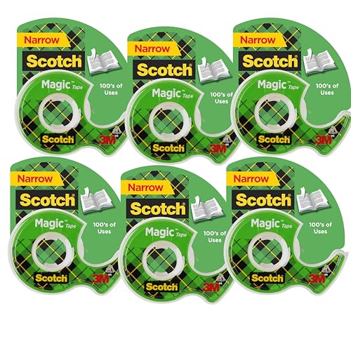 Scotch Magic Tape Refill Rolls, 1/2 in x 800 in, Invisible Matte Finish, Writable, 6 Rolls