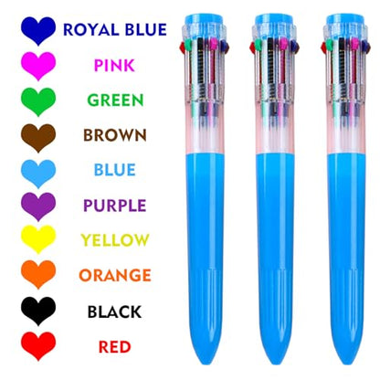 HeTaoCat 3-Pack 10-in-1 Retractable Ballpoint Pen, 0.5mm (Blue) - color: Blue